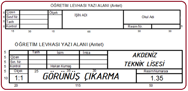 Antet Yazi Alani Temel Bilgiler Teknik Resim Drawturk